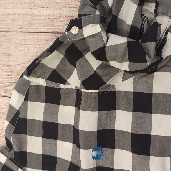 Fred Perry Black White Gingham Short sleeve button down shirt Slim fit xxl - Picture 5 of 12